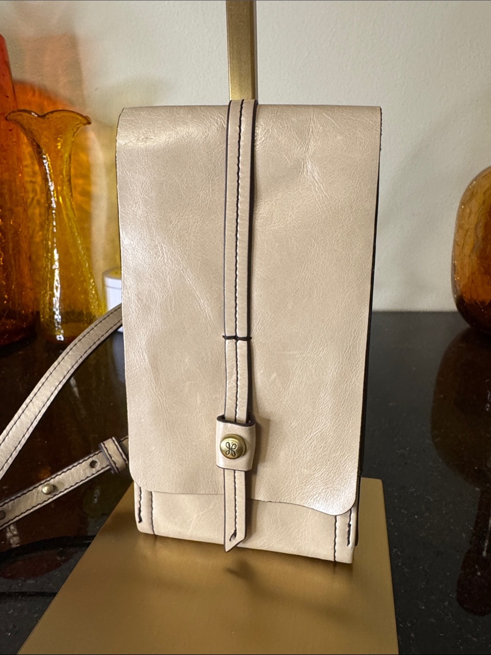HOBO Taupe Mini Crossbody Phone Bag with Strap Detail
